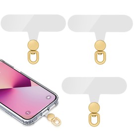 360°Rotatable Phone Tether Tab,3 Pieces Universal Phone Lanyard Patch Without Adhesive,Phone Lanyard Replacement Part for Cell Phone Strap(Transparent)