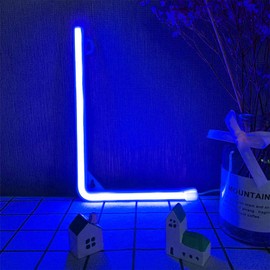 LED Alphabet Lights - Blue Neon Marquee Letters - Battery/USB Powered - Perfect for Wall, Bedroom, Wedding, Birthday, Christmas Decorations (L)