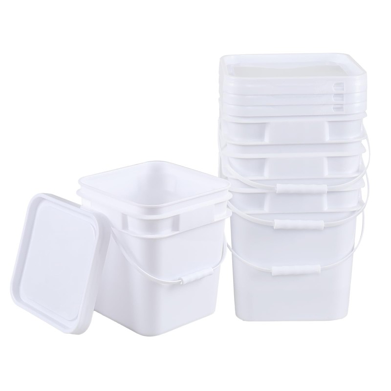 Wekioger 3 Gallon Plastic Bucket Pail with Seal Lid, 4-Pack