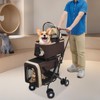 2-Layers Pet Stroller for 2 Cats/Dogs,Foldable Lightweight 77lbs Capacity Carrier,