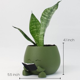 Bookworm Planter Pot – Cute Plant Pots for Indoor Plants | 4.0 in Book Planters for Shelves and Desks | Book End Planter Pots with Happy Plant Vibes for Teachers and Readers (Purple)