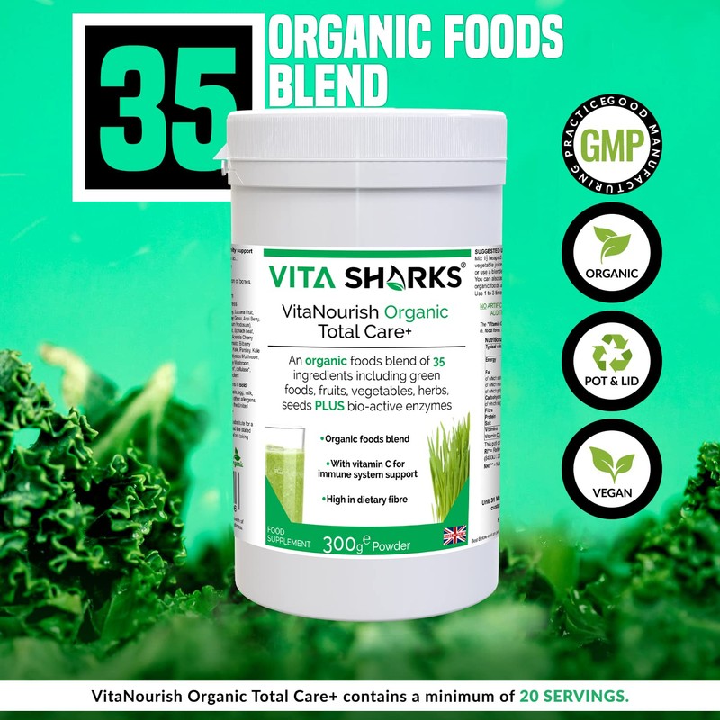 VitaNourish Organic Total Care+ Vitamin C. 300g Complete Vegan Immune