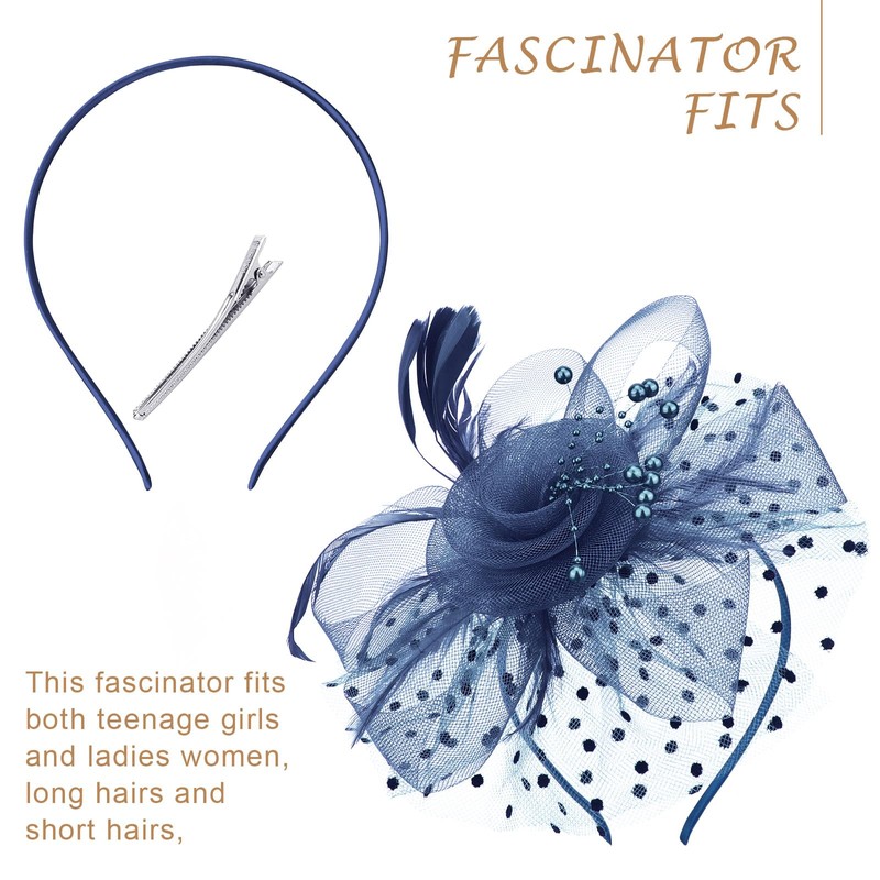 DRESHOW Fascinator Hats for Women Veil Mesh Tea Party Hat