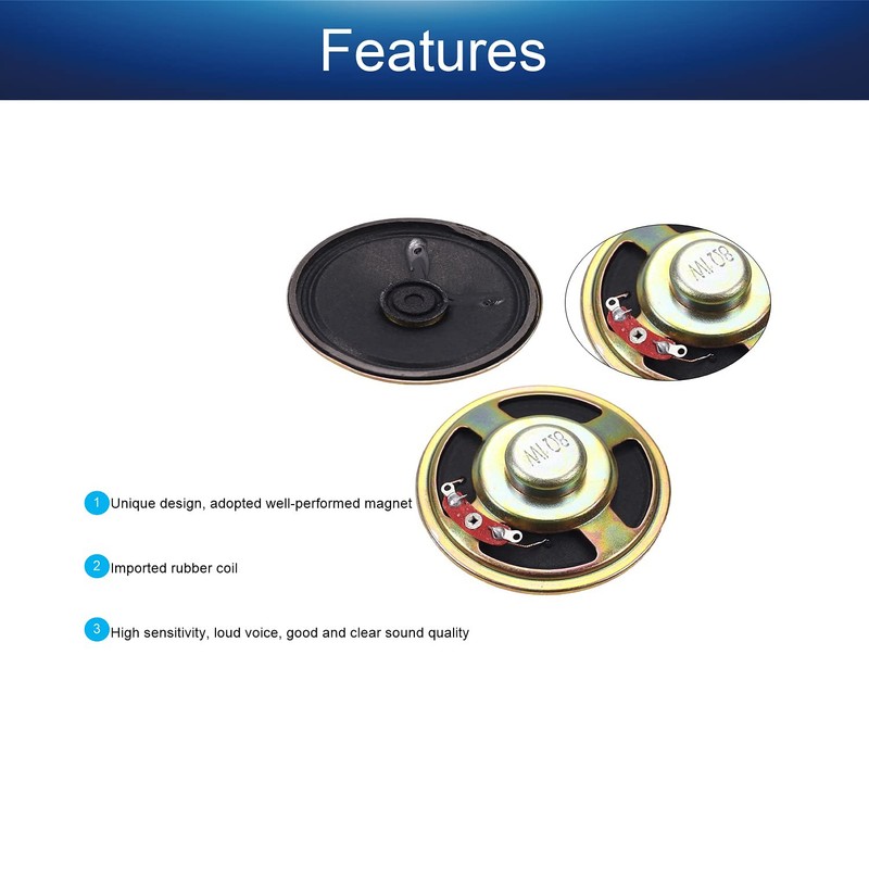 Fielect DIY Speaker 1W 8 Ohm 57mm Diameter Round Shape