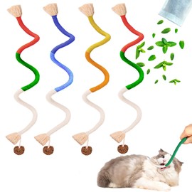 GREMBEB Cat Toys Chew Rope 4pcs King Size with Refillable Catnip Kitten Teeth Cleaning Toy for Indoor Kitten Snack Treat Interactive Self Play Cat Nip Silvervine Stick Kitty Kicker for Dental 23.6”