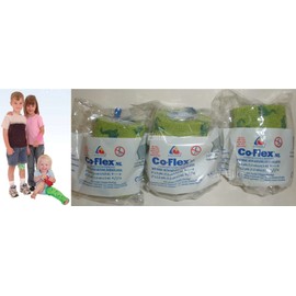 Andover CO-Flex NL 3"x5Yds Blue Dinosaurs On Neon Green 3-Pack Cohesive Flexible Elastic Latex Free Bandage Compression Self Adherent Wrap for Kids Children Animals Pets Cats Dogs Horses 5300DN