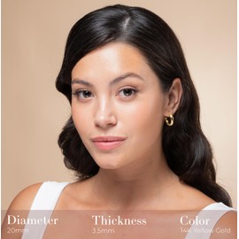 Claro Clivo Yellow Gold Colored Lightweight Chunky Open Hoop Earrings For Women (20MM Hoop, 3.5MM Thickness, Stainless Steel Pin)