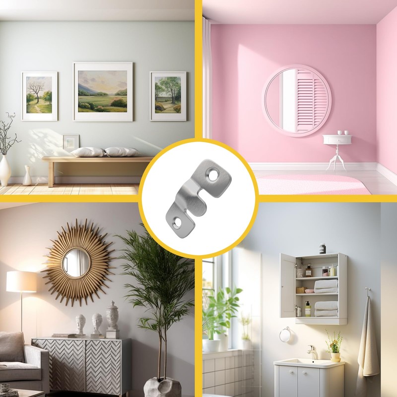 4PCS Flush Mount Bracket, Interlocking Photo Hanging Hook (Silver, 1.7")
