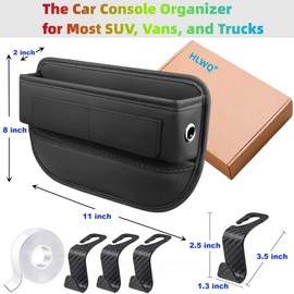 HLWQ 2 Pack Car Seat Gap Filler Organizer Automotive Front Seat Storage and Storage Box Universal Fit Auto Console Side Storage Box SUV Truck Organizer for Holding Phone,Sunglasses,Wallets,Keys