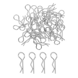 sourcing map 40pcs 30-Degree Angle RC Body Clips Bent Springy R Pins 24.3x1.2x8.4mm for All 1/8 1/10 1/12 Scale Model RC Car Crawler Truck,Shell Replacement Parts(Silver)