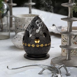 Xisakaca Incense Burner Holder, Bakhoor Frankincense Charcoal Censer Resin Stand, Ideal for Aromatherapy Yoga Spa, Home Christian Church Decor (Black)