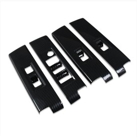 RQING for Toyota Tundra 2022 2023 2024 2025 2026 Interior Window Switch Plate Panel Cover Trims Carbon Fiber Pattern