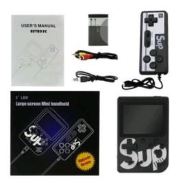 400 Games In 1 Sup Games Retro Handheld Game Console With Remote Control, Double player, Portable Compact Protection - Color: Black