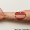 'Austria Flag Heart' Temporary Tattoo - Water Resistant, Skin-Safe, Non-Toxic