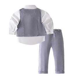 Dressy Daisy Traje de Vestir para Bebe Niño Boda Ropa Formal Ceremonia con Chaleco y Pajarita Talla 18-24 Meses, Gris