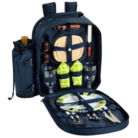 Picnic at Ascot Original Equipped 2 Person Picnic Backpack with Cooler & Insulated Wine Holder- Designed & Assembled in the USA