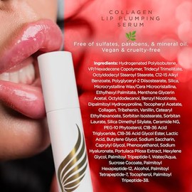 Suero voluminizador de labios con colágeno vegano, vitamina E, péptidos, hidratante, para labios con un aspecto más voluminoso, combate las arrugas,