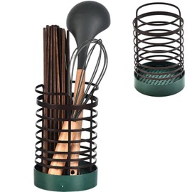 Pilarmuture Utensil Holder for Kitchen Counter,4.3" x 4.3" x 6.3"Stable Kitchen Cooking Utensil Holder,Round Spoon Holder with Plastic Base,Utensil Organizer for Flatware,Office Supplies