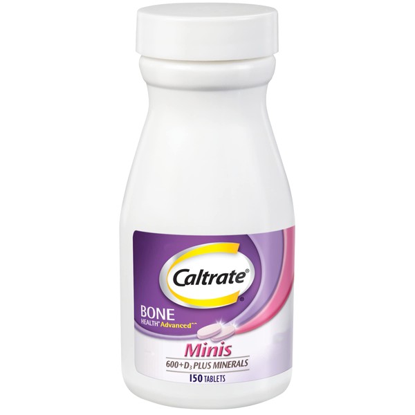 Caltrate 600+D3 Plus Minerals Mini Calcium & Vitamin D3 Supplement Mini Tablet, 600 mg, 150 Count (Pack of 3)