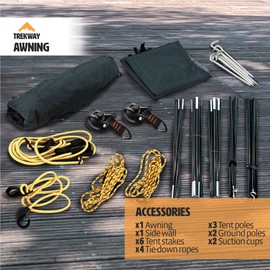 Trekway Waterproof Portable Vehicle Awning| Pop up Canopy | Sun Shade with Outdoor Privacy Wall| Great for Camping| Beach| Picnics| Etc.| Fit Great on Car| SUV| Jeep| Etc.