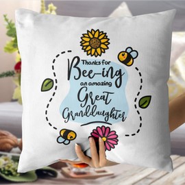 MUGFFINS GREAT GRANDDAUGHTER Cushion Padding included - in English - Thanks For Beeing Amazing - Funny gift - Pillow: cover and filling 15.7x15.7 inches