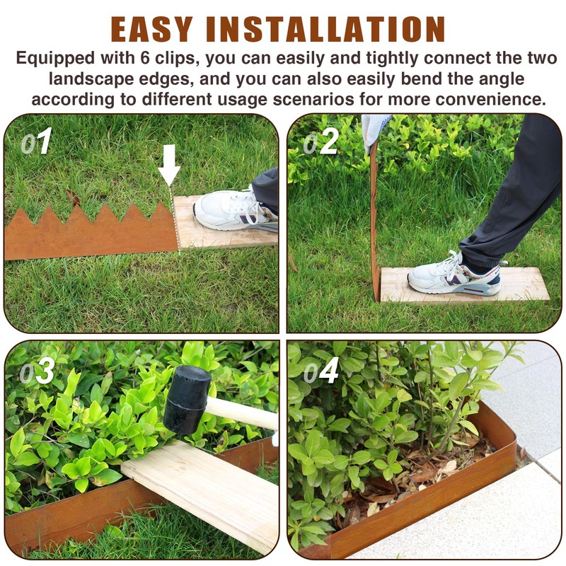 Meyoppm 40" LX10 H Corten Steel Landscape Edging, 6 Pack