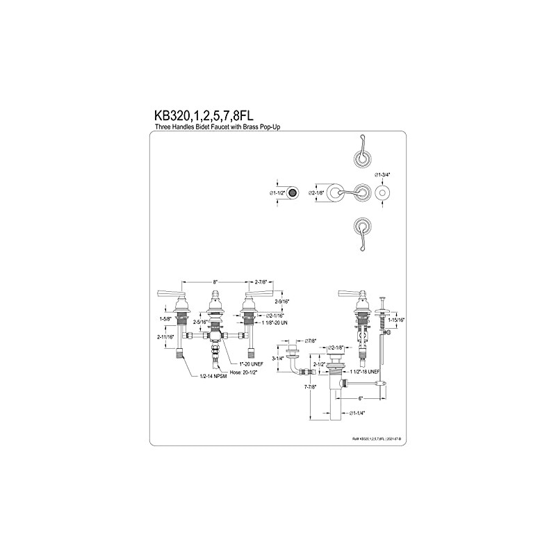 Kingston Brass KB328FL Royale Bidet Faucet, Brushed Nickel, 13.66 x