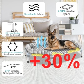 Orthopedic Dog Beds for Large Dogs - Removable Bolsters & cleanable Cover,Elevated Outdoor Dog Bed,Easy to Assemble,Up to 130lbs,Extra Large