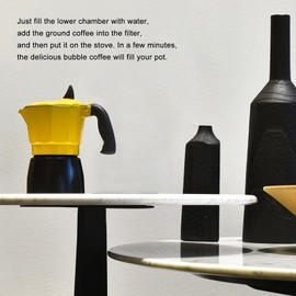 2 Cup 100ML Moka Coffee Pot Single Valve Aluminum Coffee Maker For Home Outdoor Cafe Black Yellow