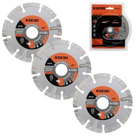 KSEIBI 642146 Diamond Saw Blades 4-1/2 inch, T Type Supper Turbo, Diamond Cutting Wheel for Cutting Stone, Marble, Granite, Brick, Masonry, Paving Flag, Concrete (4-1/2 Inch, 3Pack T Turbo) Angle Grinder Attachments