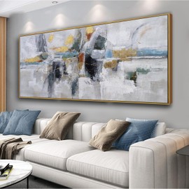 Abstract Colorful Wall Art Painting Black Art Wall Decor 20x40 Inch with Framed For Living Room Decorations Teal And Gold Art Office Decor Colorful Canvas Picture Artwork For Bedroom Kitchen