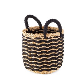 Compactor Flora Seagrass Storage Basket, Small, 20 x Diameter 20 cm, Black/Brown, RAN10563
