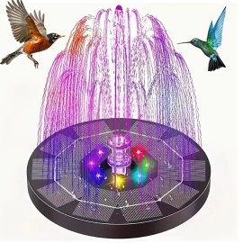 AISITIN 6.5W Solar Fountain Pump with Colorful LED Lights 3000mAh Battery LED
