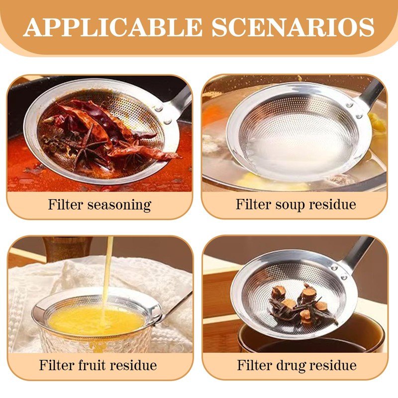ZYEKIU Skimmer Slotted Spoon Fine Mesh Strainer Sieve Stainless Steel
