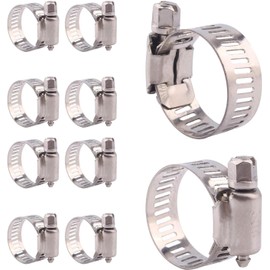 Hose Bands, Stainless Steel Bands, Hose Clamps, SUS304 Stainless Steel, Adjustable, Strong Fixing, Pack of 10, 0.5 - 0.7 inches (13 - 19 mm)