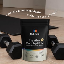 Nutravia Creatina Monohidratada 500g - Pre Entreno para Mujer y Hombre - Suplementos para el Gimnasio - Sin Sabor, Calidad Comprobada - Suplementos Alimenticios de Creatine Monohydrate - 100 Porciones