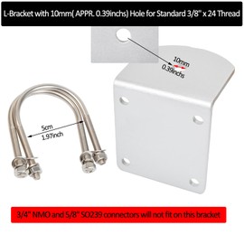 HYS Universal cb Mounting Bracket, Heavy Duty Aluminum with 2pcs U-Bolts Assembly, L-Bracket with 10mm(APPR. 0.39inchs) Hole for Standard 3/8" x 24 Thread and Lug Style Terminal Connection