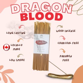 Canadian hands,Natural wood,long duration,charcoal free (100 Dragon Blood incense sticks)
