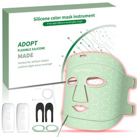 LED Red Light Mask - 7-Color Light Therapy Facial Device with Timer, 3 Modes & Silicone Design, Portable Skincare Tool for Women (Home & Travel Use)