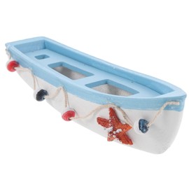 Cabilock Wooden Sailboat Model Vintage Nautical Boat Figurine Fishing Decoration Coastal Beach Themed Ornaments for Bathroom Nursery Desk Bookshelf Countertop