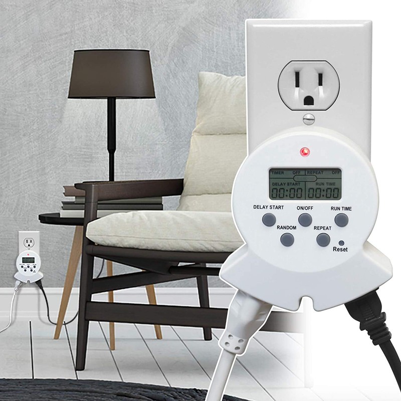 Clear Power Indoor Timer, 2 Grounded Outlet EZ Digital Timer