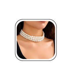 Pearl Necklace for Women Faux Pearl Choker Necklaces Summer Layered Pearl Necklace Big Chunky Pearl Necklace Fashion Wedding Jewelry Gifts(Pearl-b)