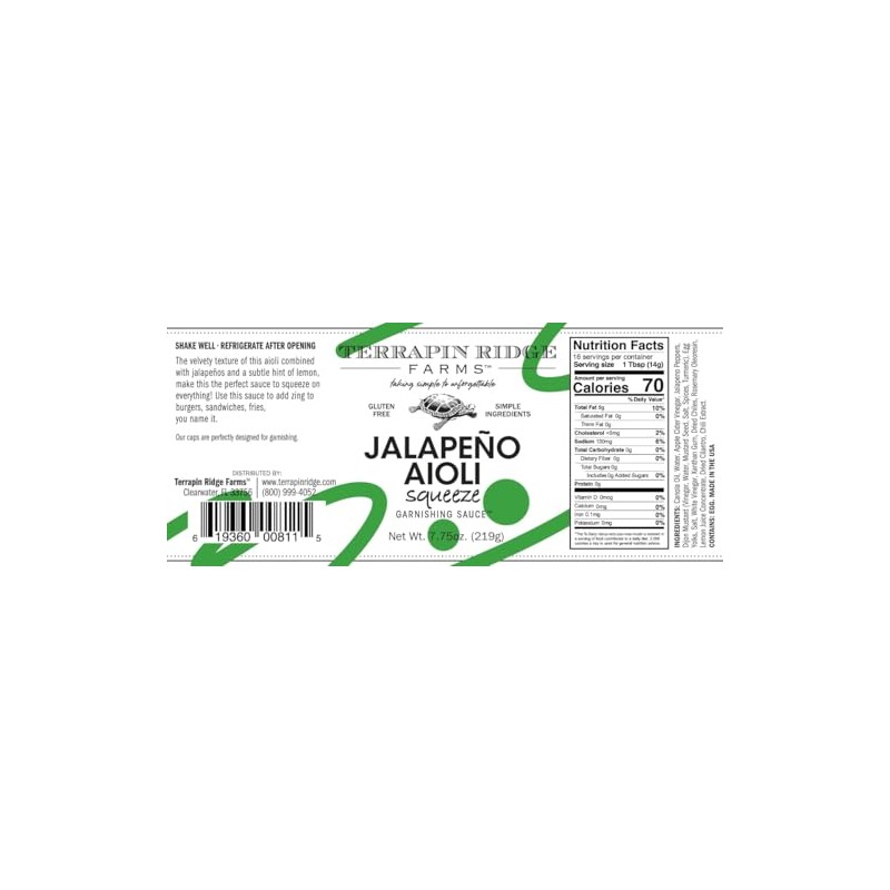 Terrapin Ridge Farms Jalapeno Aioli Garnishing Sauce – Two 7.75