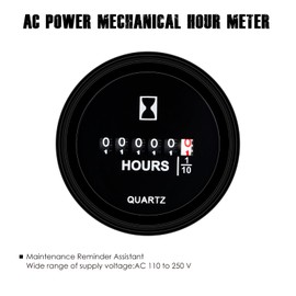 HonorMeet Mechanical Operating Hour Counter, AC110V to 250V, Hour Log for Maintenance, Waterproof Design for Lawnmower, Tractor, Compressor, Boat, Marine, Jet Ski (AC110V-250V)