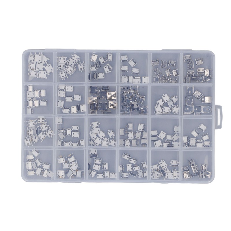 240 Pcs Micro USB Connector Set Stainless Steel Single Row