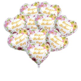 AVMBC Mother's Day Party Balloons Mother's day Party Decorations Foil Heart Balloons for Happy Mother's Day Birthday Party Decorations Supplies 10Pcs