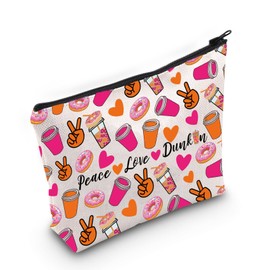 JXGZSO Peace Love Donut Junkie Shopping Bag Coffee Donuts Lover Gift Coffee Cosmetic Bag (Peace Love Drink Bag)
