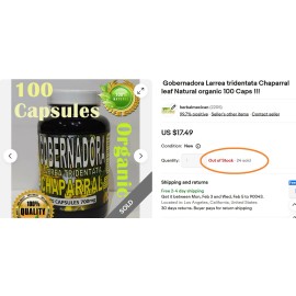 Herbal Mexican Gobernadora Larrea tridentata Chaparral leaf Natural organic 100 Capsules