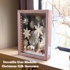 hvfun 8"X11" Rustic Natural Wood Shadow Box with Lights,LED-lit Display