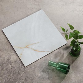 Peel and Stick Vinyl Floor Tiles,40-Pack 12 x 12 inch Cover 40 Sq. Ft Self Adhesive Waterproof Vinyl Flooring Planks for Kitchen, Dining Room, Bedrooms, (White&Grey)